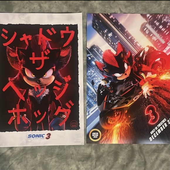 Sonic 3: THREE Shadow Movie poster 2024 Keanu Reeves. 12 x 18 - Picture 4 of 13